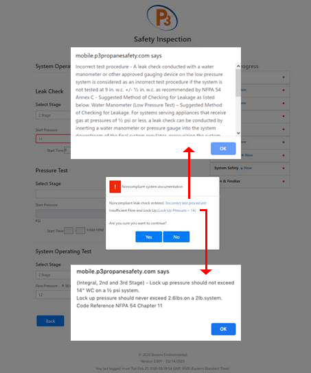 Safety Inspection Popups