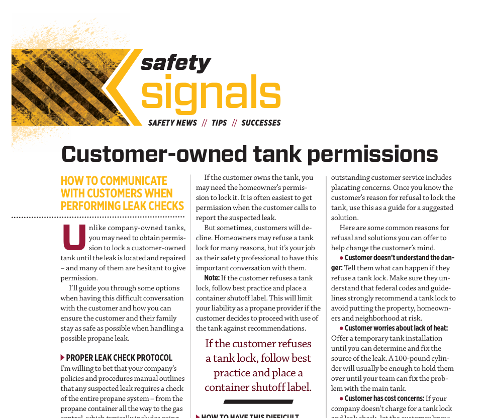 Customer Owned Tank Permissions